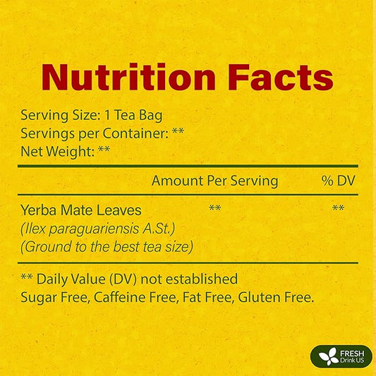 FreshDrinkUS, Yerba Mate Tea Bags | 120 Tea Bags | Traditional South American Herbal Tea – Smooth & Refreshing Flavor – Premium Quality, Sustainably Sourced. Vegan.