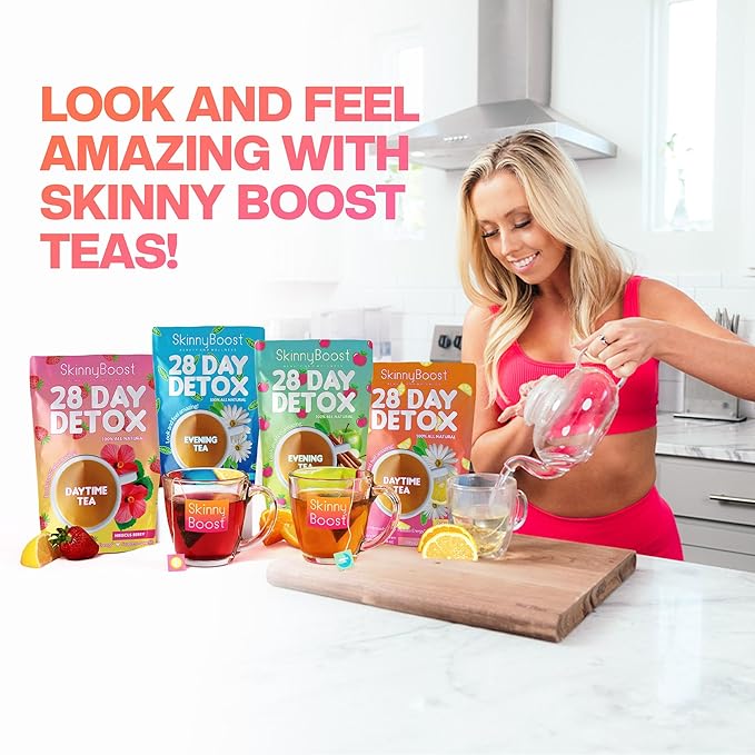 Skinny Boost Evening Detox Tea-14 Tea Bags Total, Supports Detox and Cleanse, Reduce Bloating, 100% All Natural, Vegan, Non GMO