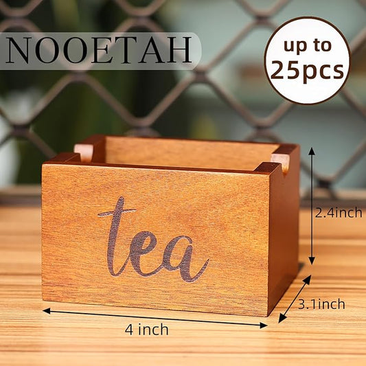 Acacia Sugar Packet Caddy for Coffee Bar, Farmhouse Wood Sugar Holder Packets, Sugar Packet Container, Small Tea Bag Organizer for Office Table,Hotel