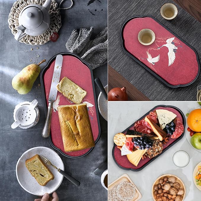 Elegant Absorbent Tea Tray – Vintage Handcrafted Gongfu Tea Table with Crane & Nature-Inspired Patterns, Tea Serving Tray