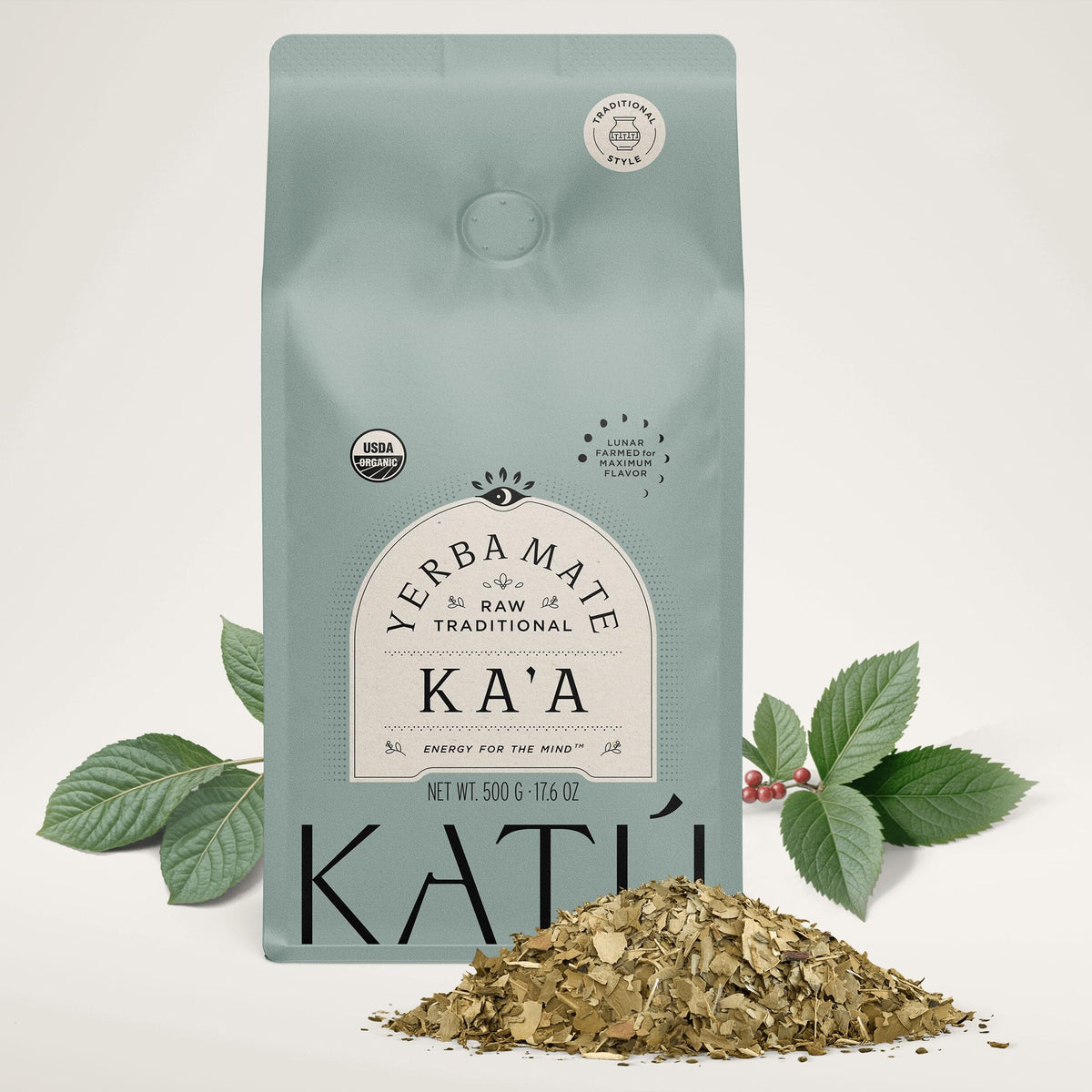 Katú Ka'a Premium Organic Loose-Leaf Raw Yerba Mate Tea, Air-Dried, Unroasted, Smooth Traditional Taste, Natural Energy, 17.6