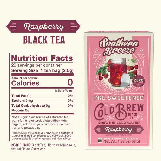 Southern Breeze Cold Brew Sweet Tea Raspberry Iced Tea 20 Tea Bags