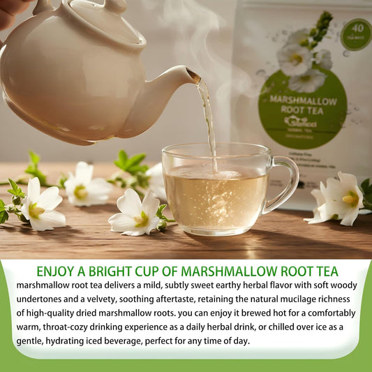 Samcci Marshmallow Root Tea Bags, 40 Count, Pure Althaea Officinalis