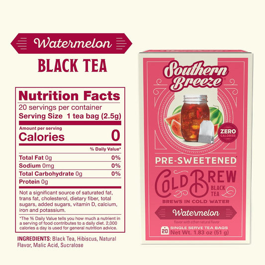Southern Breeze Cold Brew Sweet Tea Watermelon Iced Tea 20 Tea Bags