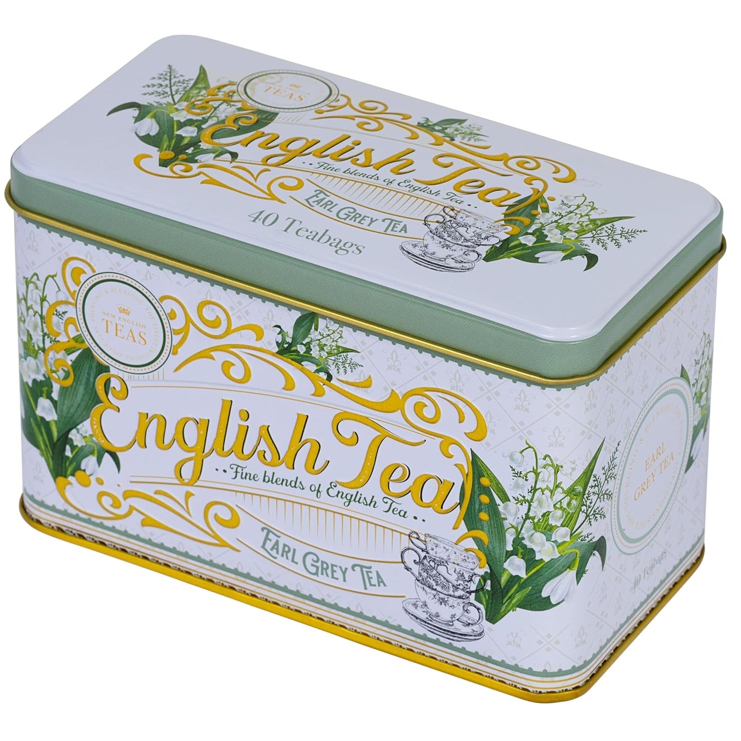 New English Teas Lily of the Valley Tea Tin with 40 Earl Grey Teabags