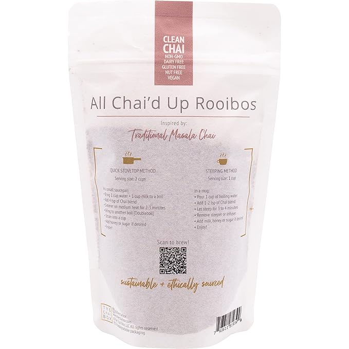 The Chai Box Loose Leaf Masala Chai - Gluten & Caffeine Free | Organic Rooibos Tea made with Ginger, Clove, Cinnamon, Cardamom, Fennel (Pack of 1) 2.5 oz | Makes 25 Cups | Small Batch Loose Leaf Tea with Whole, Premium Spices