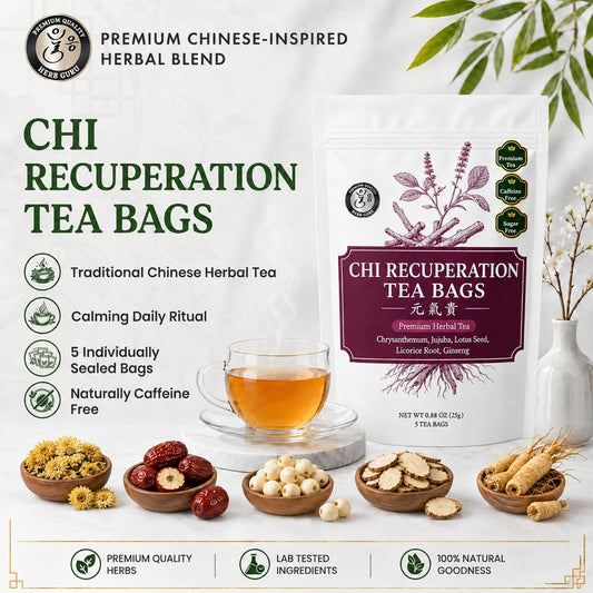 Herb Guru Herbal Tea, Caffeine Free, 5 Bags Brew Up to 50 Cups, 0.88 oz