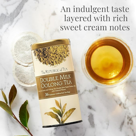 The Republic of Tea — Double Milk Oolong Tea Tin, 36 Tea Bags, Naturally Caffeinated