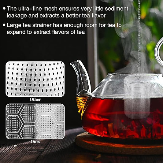 2 Pack Large Tea Strainers for Loose Tea, Tea Infusers for loose Tea Fine Mesh Stainless Tea Strainer Loose Leaf Tea Steeper for Black Tea