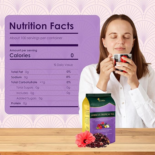 Attaya Hibiscus Tropical Herbal Tea Bags | 6-Herb Blend with Hibiscus, Rose Petals, Cardamom, Orange-peel, Jasmine & Lavender| 100 Caffeine-Free Pyramid Tea bags, Rich in Antioxidants & Vitamin C