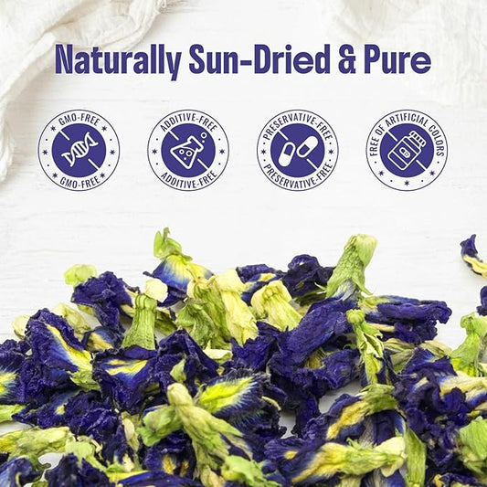 CCnature 4 Oz Butterfly Pea Flower Tea loose leaf- Blue Tea | for Blue & Purple Drinks and Food Coloring | Antioxidant Rich - 100% Natural, Non-GMO | 300+ Cups