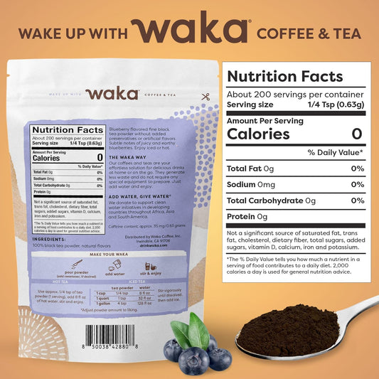 Waka Instant Black Tea Mix, Blueberry Flavored, Sugar-Free, 4.5 oz