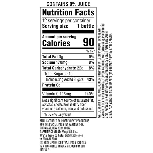 Lipton Raspberry White Tea, 16.9 Fl Oz Bottles (Pack of 12)