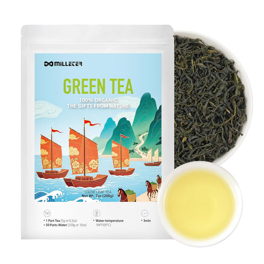 Maofeng Green Tea Loose Leaf (200g/7oz), Pure Natural, Low Caffeine & Gluten Free from Huangshan Anhui with Resealable Ziplock Pouch