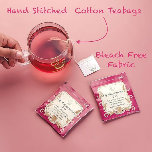 THE Vedas Icy Watermelon Tea, Herbal Tea with Hibiscus & Sweet Basil - Caffeine Free Herbal Tea - Enjoy Hot or Iced, Biodegradable Cotton Teabags