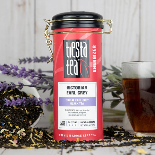 Tiesta Tea - Victorian Earl Grey, Loose Leaf, Floral Earl Grey Black Tea | Premium High Caffeinated Black Drink, Make Hot or Iced, Brews Up to 50 Cups, 4oz Refillable Tin