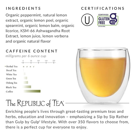 The Republic of Tea — Stress Less WinterMint, Quiet the Mind Herb Tea, 36 Tea Bags, Caffeine-Free