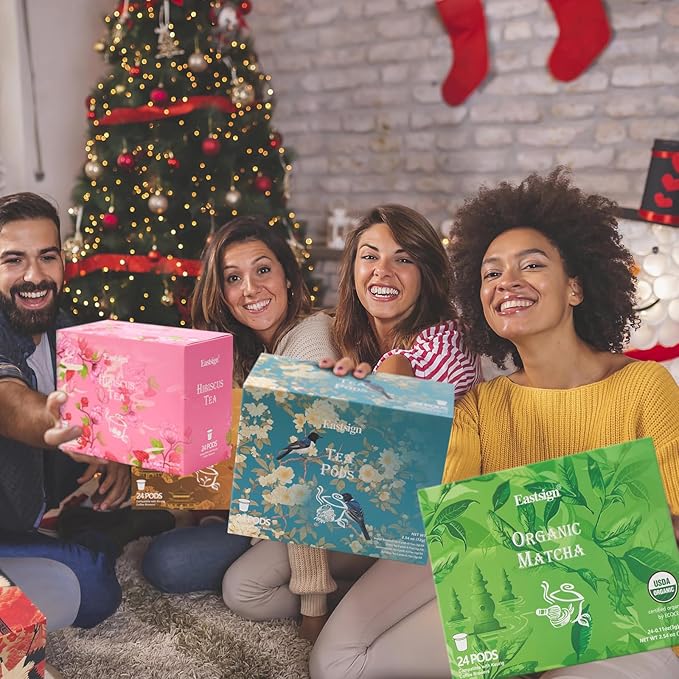 Eastsign Tea K Cups, 24-Count Tea Variety Pack, 4 Flavors K Cup Tea Pods English Breakfast, Jasmine, Earl Grey, Green Tea, Gifts for Festival