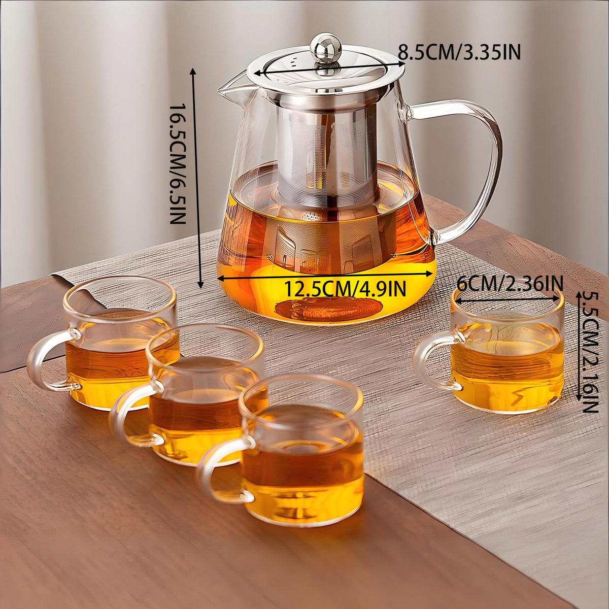 HJOCMLE Glass Teapot Stovetop with Infuser 32OZ High Temperature Borosilicate Clear Tea Kettle Loose Leaf Tea Tea pot with