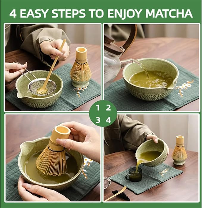 Matcha Bowl with Pour Spout-Japenese Hand Made Porcelain-Perfectly Whisked Matcha Powder/Tea/Fruit/Soup-Chawan -Ceramic Matcha Cup - Matcha Accessories-500ml/18 Ounce-Matcha Green/2pcs
