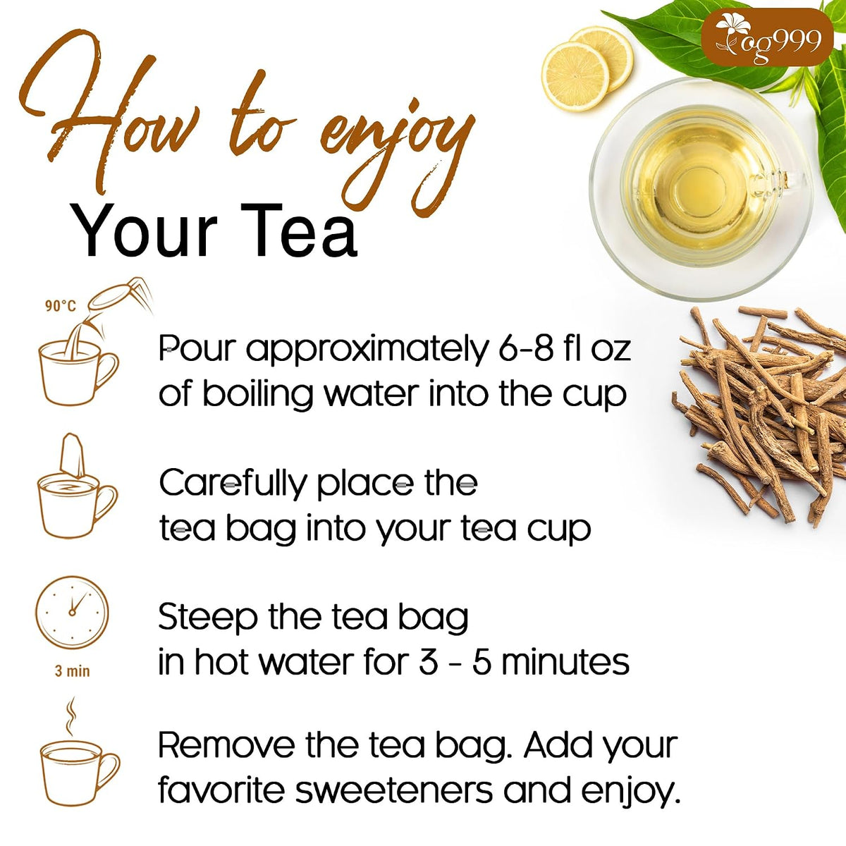 TOG999 Premium Ashwagandha Tea Bags, Ashwagandha Root Tea, 60 Bags, Vegan