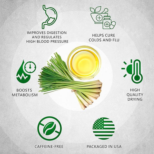 TeaDreamTea Lemongrass Herbal Tea, 6 oz Loose Leaf - Caffeine Free, Decaffeinated, Bulk Lemongrass Tea for Metabolism - Easy to Brew, Natural Flavor