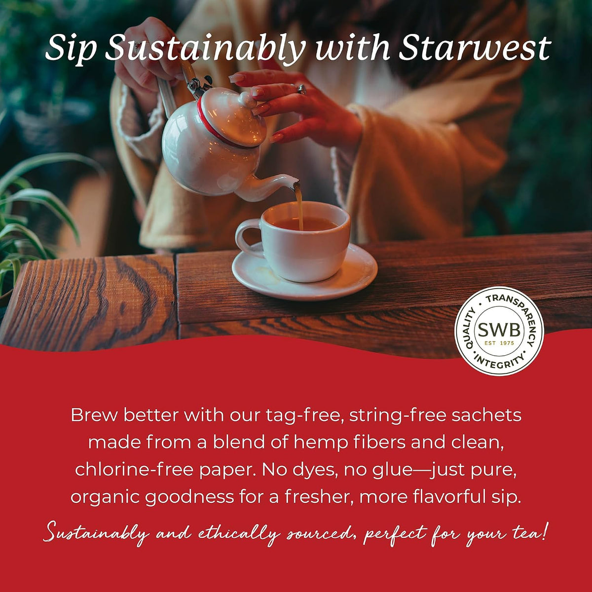 Starwest Botanicals Organic Chai Tea, String Free Sachets - 20 Bags