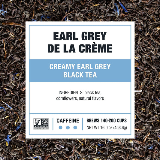 Tiesta Tea - Earl Grey de la Crème, Loose Leaf, Creamy Earl Grey Black Tea | Premium Blend, Caffeinated Black, Make Hot or Iced Brews Up to 200 Cups, 16 Ounce Resealable Bulk Pouch
