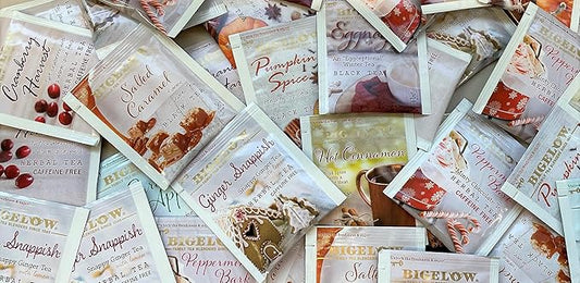 Bigelow Tea Seasonal Tea 6 Flavor Variety Pack, Mixed Caffeinated and Caffeine Free, 18 Count Pack of 6, 108 Total Tea Bags (Flavors May Vary)