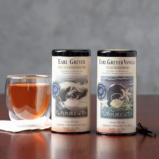 The Republic of Tea - Earl Greyer Vanilla Tea, 2.8 oz Tin, 50 Tea Bags | Gourmet Tea | Caffeinated