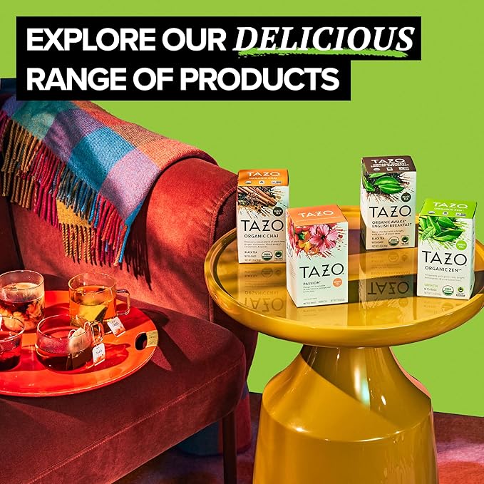 TAZO Tea Bags, Regenerative Organic: Refresh Mint Herbal Tea, Zen Green Tea, & Green Ginger Tea 16 CT (1ea) (Variety Pack)