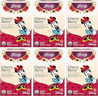 Yogi Cherry Berry Tea (6 pack, 16 each) - Caffeine-Free Organic Herbal Tea