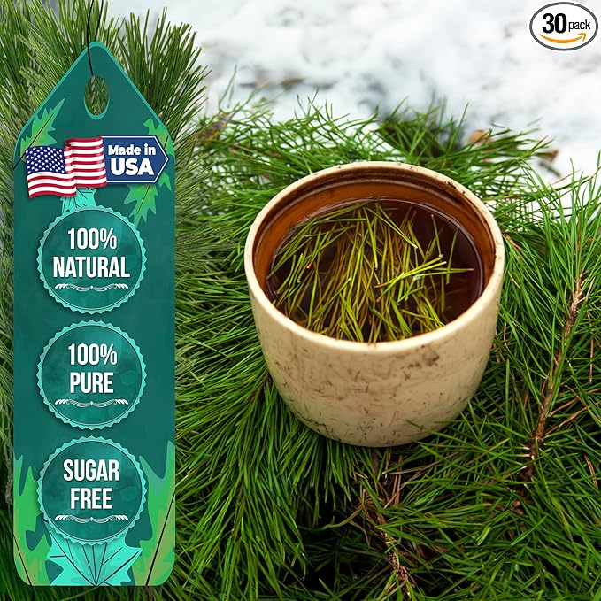 USA Fresh White Pine Needle Tea – 100% Pure Wild-Harvested USA Pine Needles, Fresh Aromatic Herbal T