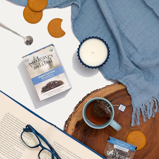 Two Leaves and a Bud Organic Earl Grey Tea Bags, Whole Leaf Caffeinated Black Tea in Compostable Sachets, 15 Count (Pack of 6)