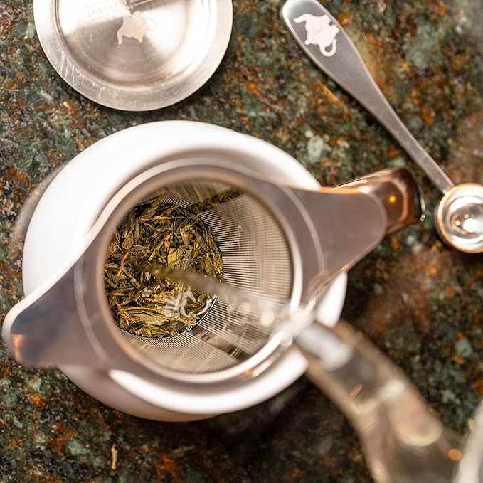 Fine Mesh Loose Tea Infuser −18/8 Stainless Steel, Large Capacity, Wide Double Handles−Fits Cups, Mugs, Small Teapots−Loose Leaf Tea Brew Basket