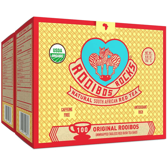 Caffeine Free Tea Organic Rooibos Tea Bags 200 - Naturally Sweet Red Tea Safe for Children & Pregnant Women - Low Tannin, Premium Red Rooibos Tea Organic Sustainably & Ethically Farmed in South Africa
