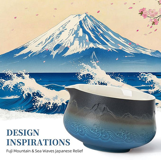 TEANAGOO 7 Pcs Matcha Whisk Set, Ceramic Matcha Set, Matcha Kit for Ceremony, Matcha Tea Set for Making Breakfast/Latte, Whisk Set and Bowl with All Accessories, Gift for Matcha Lover