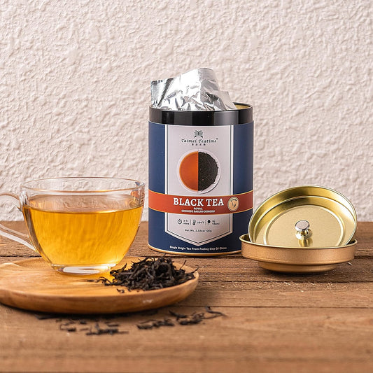 Taimei Teatime Premium Chinese Black Tea Loose Leaf - 3.53oz | Low Caffeine Organically Grown in Fujian China, Perfect for Hot or Iced Tea Smooth and Natural Sweet Taste