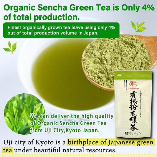 YAMASAN KYOTO UJI Japanese Organic Sencha Green Tea Instant Powder 2.82oz