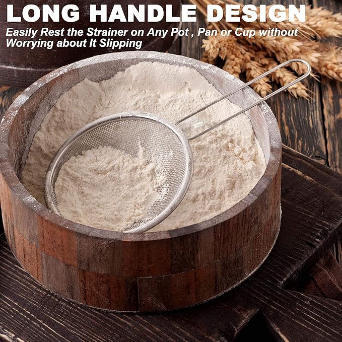 Anaeat Fine Mesh Strainers - Premium Stainless Steel Colander Sieve Sifters, with Durable Mesh and Sturdy Handle, Excellent for Sifting Dry ingredients, Flour, Pastas, Rice, Tea (3.15")