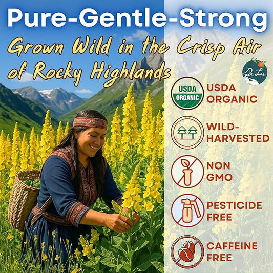 Dr. Lu's Organic Mullein Leaf Tea, High-Altitude Grown in the Rocky Mountains, Pure Botanical