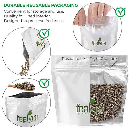 Tealyra - Imperial Jasmine Dragon Pearls - 8-Ounce - Green Tea Loose Leaf - Premium Jasmine Green Tea with Pleasant Aroma - 220 Gram
