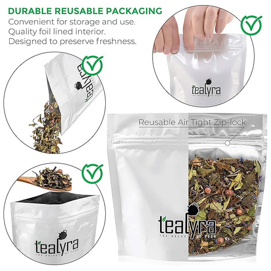 Tealyra White Champagne Loose Leaf Tea - High Antioxidants - Natural - Hot & Iced - Low Caffeine - 100g (3.5oz)