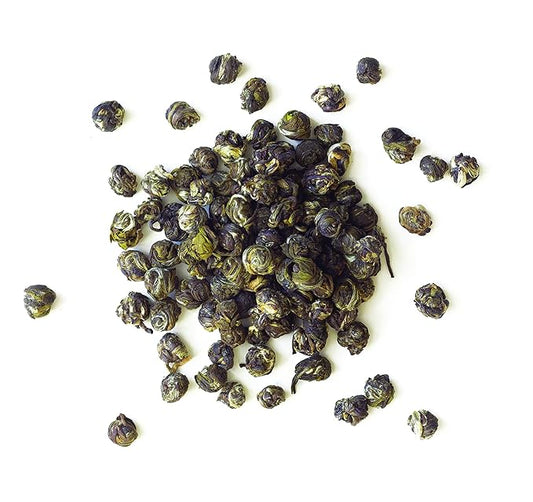 Rishi Tea Jasmine Pearls Green Tea - Caffeinated Loose Leaf, Hand-Rolled with Floral Aroma & Taste - 8.81 Ounces, 22+ Servings