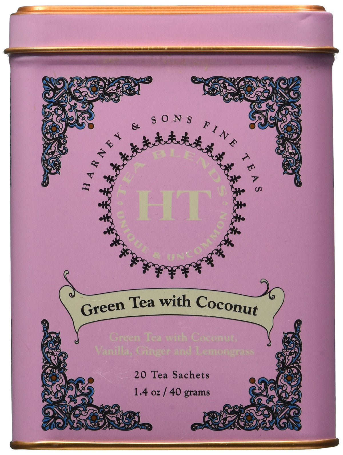 Harney & Sons Harney and Sons Fine Teas, Green Tea with Coconut, 20 Sachets (Pack of 3)