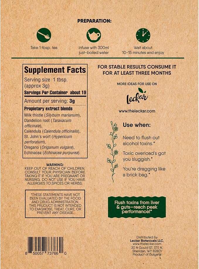 Herbal Detox Tea Blend with Dandelion Root Calendula Echinacea Oregano St. John's Wort Milk Thistle Kidney & Liver Health (Herbal Tea)