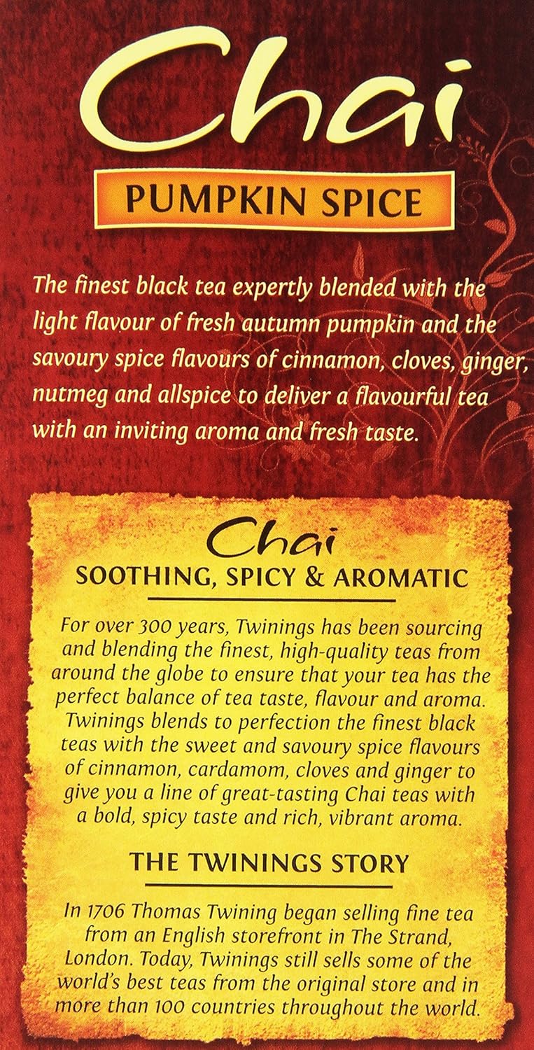 Twinings of London Pumpkin Spice Chai Tea Bags, 20 Count (Pack of 2)