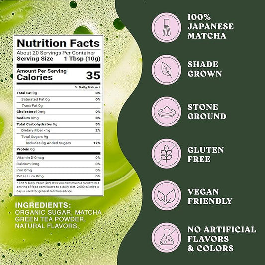 The Harmony Matcha Lavender (7.05oz Bag - 20 Servings) Premium Japanese Matcha Powder, Rich in Antioxidants & L-Theanine, Sweetened with Organic Sugar, No Preservatives