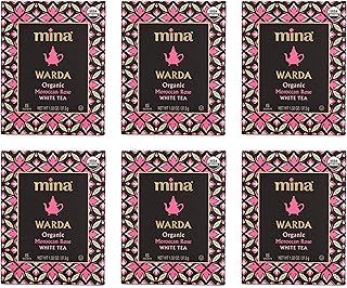 Mina Warda Organic Moroccan Rose White Tea, 15 Biodegradable Sachets (6 Pack) - Rose Tea Bags, White Tea with Moroccan Rose Petals, Organic White Tea Bags, Low Caffeine Tea