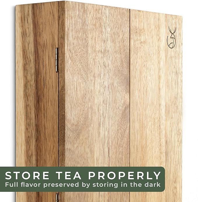 WALDWERK Tea Storage Organizer (9 Compartments) - Tea Organizer Made of Solid Acacia Wood - Tea Box with Wall Mounting Option - Tea Organizer and Storage - Tea Bag Holder - Plastic Free Tea Holder